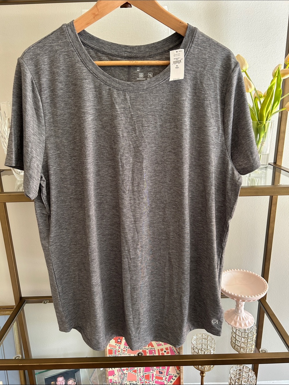 GAP Gray GapFit Moisture-Wicking Crew Tee